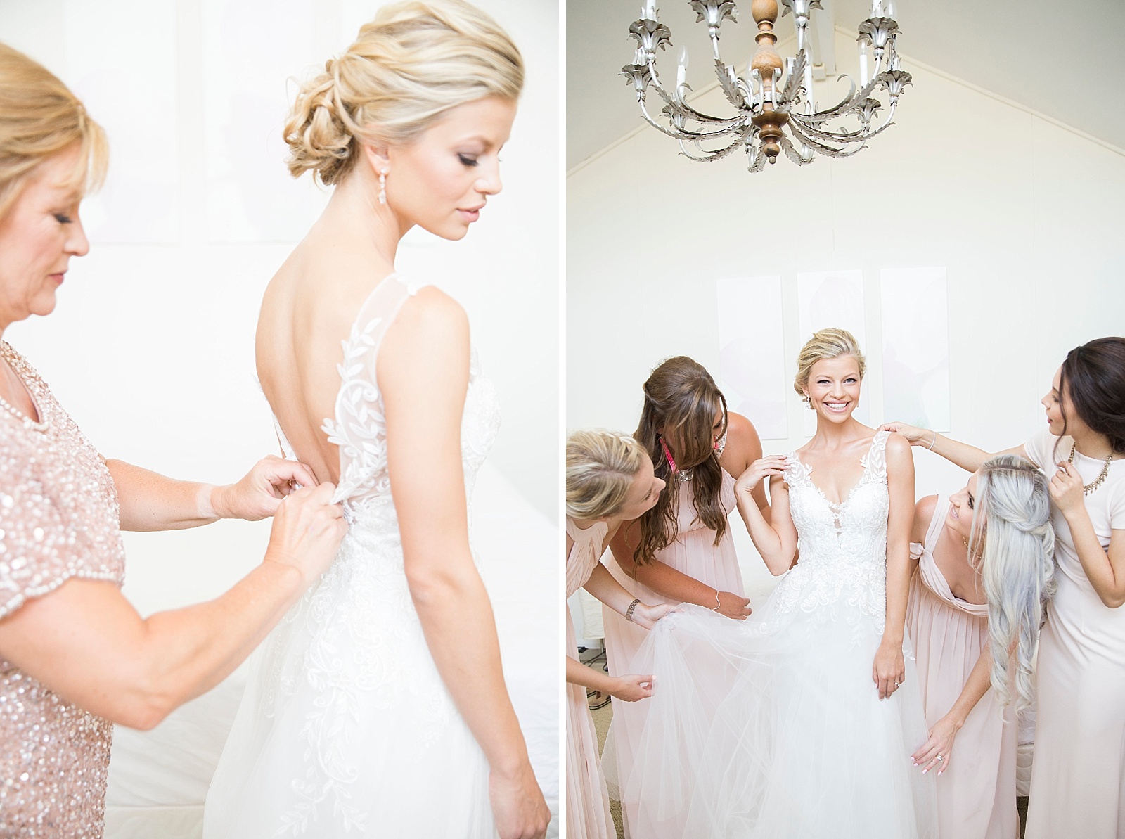bride gets dressed for wedding day with Randi Michelle Photography