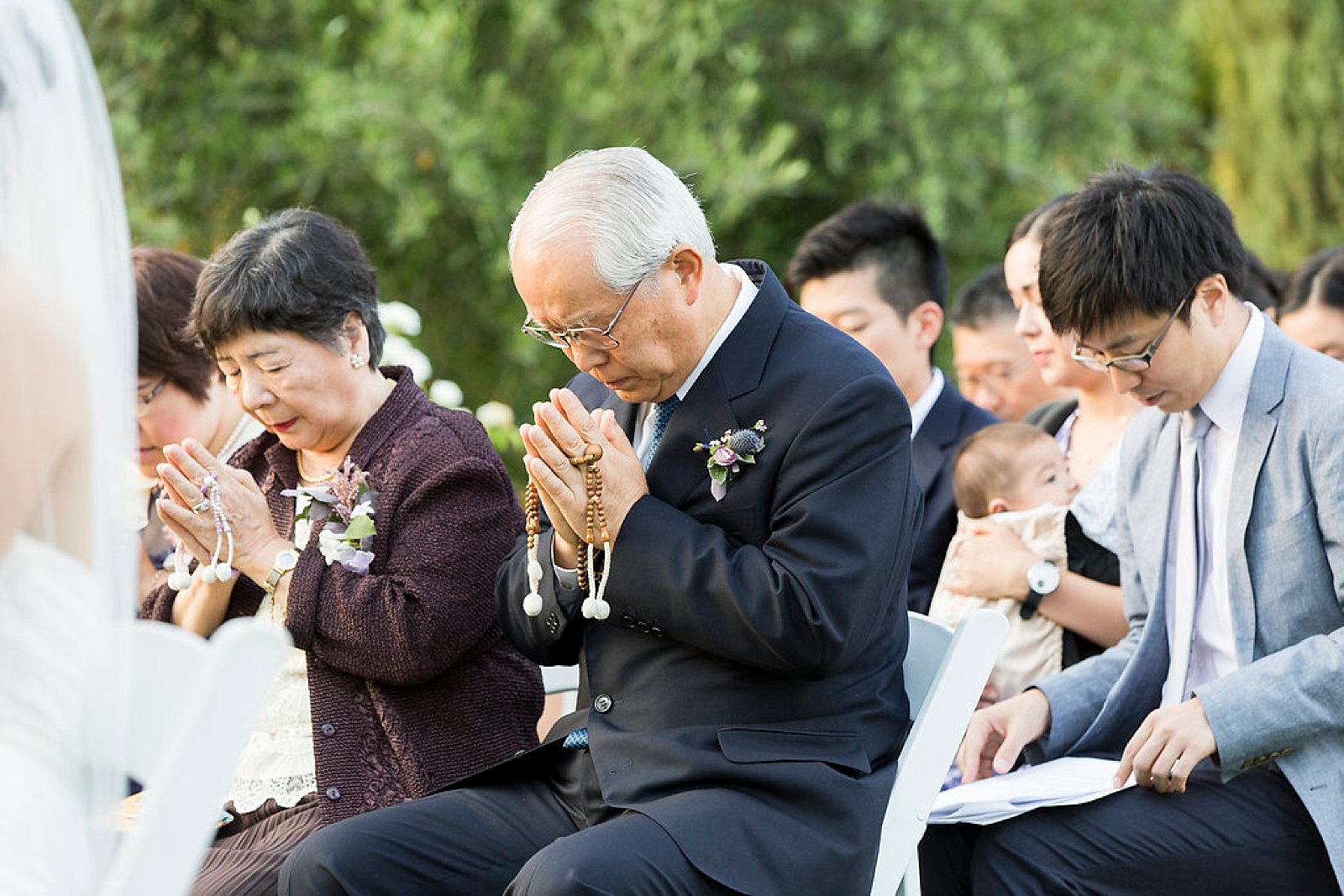 Buddhist prayers wedding ceremony at Falkner Winery