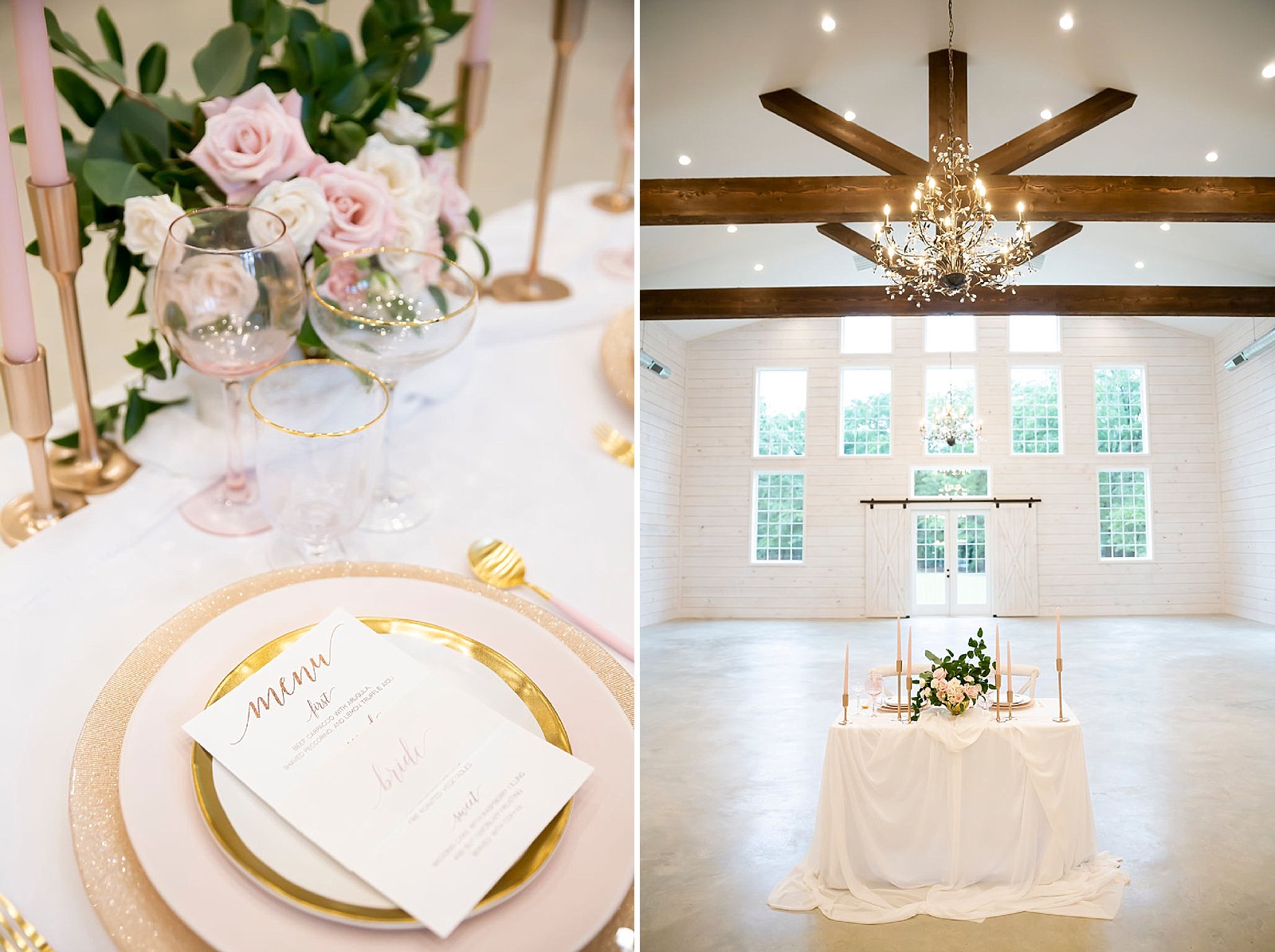 wedding reception details at The Establishment Barn photographed by TX wedding photographer Randi Michelle Photography