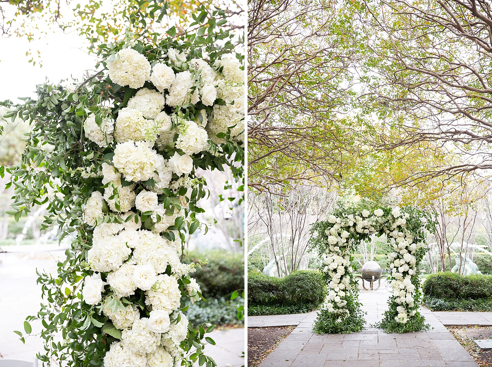 outdoor floral arch for ceremony photographed by Randi Michelle Photography