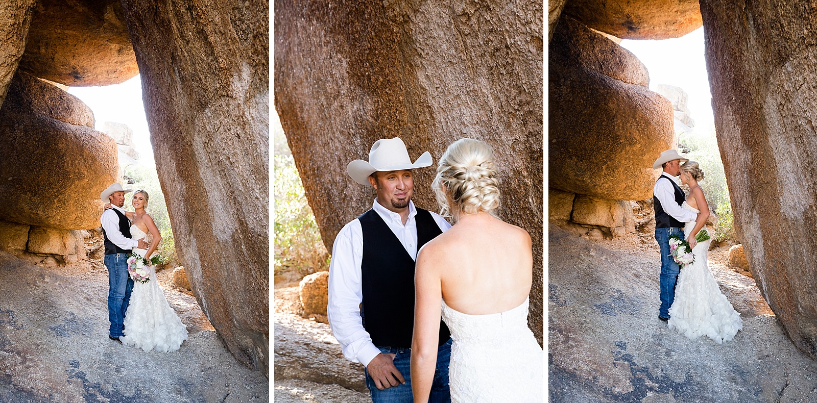 first look on Arizona wedding day photographed by destination wedding photographer Randi Michelle Photography