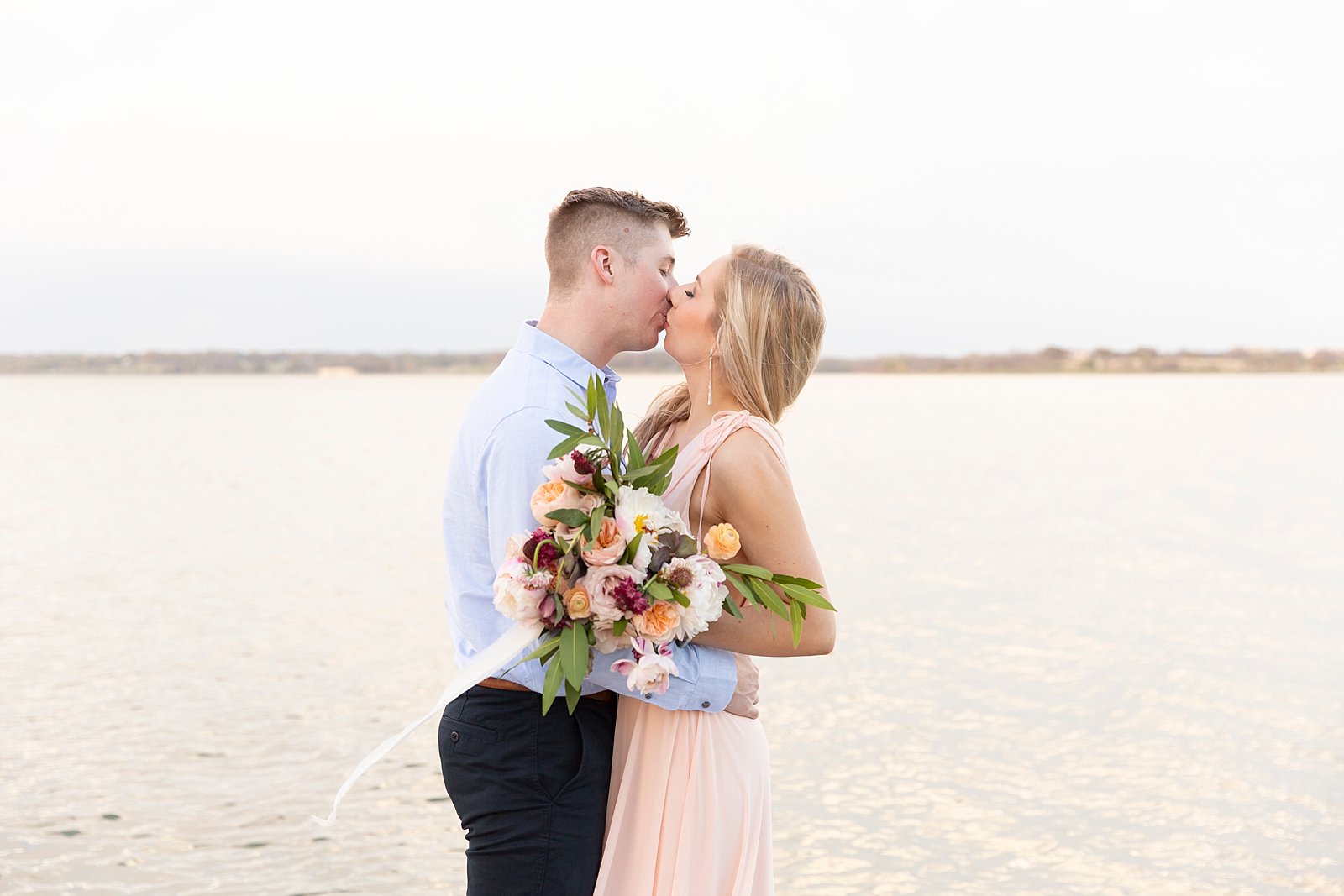 romantic waterfront downtown Dallas engagement session with Randi Michelle Photography
