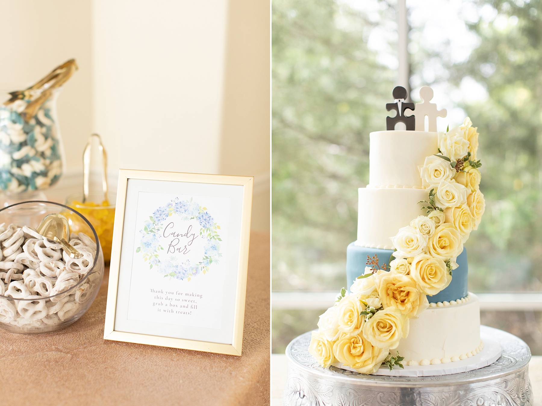 yellow and blue wedding details photographed by Randi Michelle Weddings