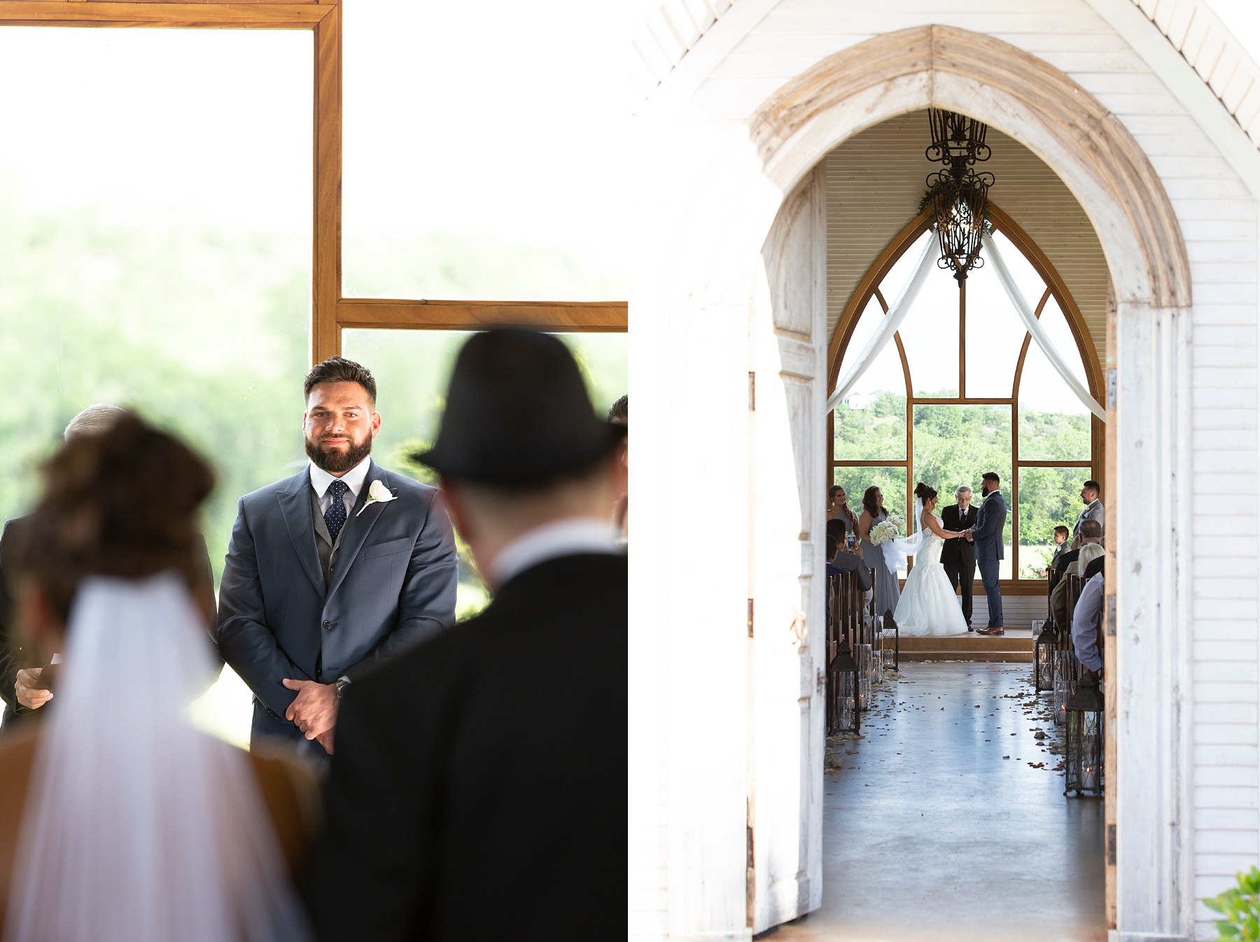 wedding ceremony in vintage chapel at the Brooks at Weatherford photographed by Randi Michelle