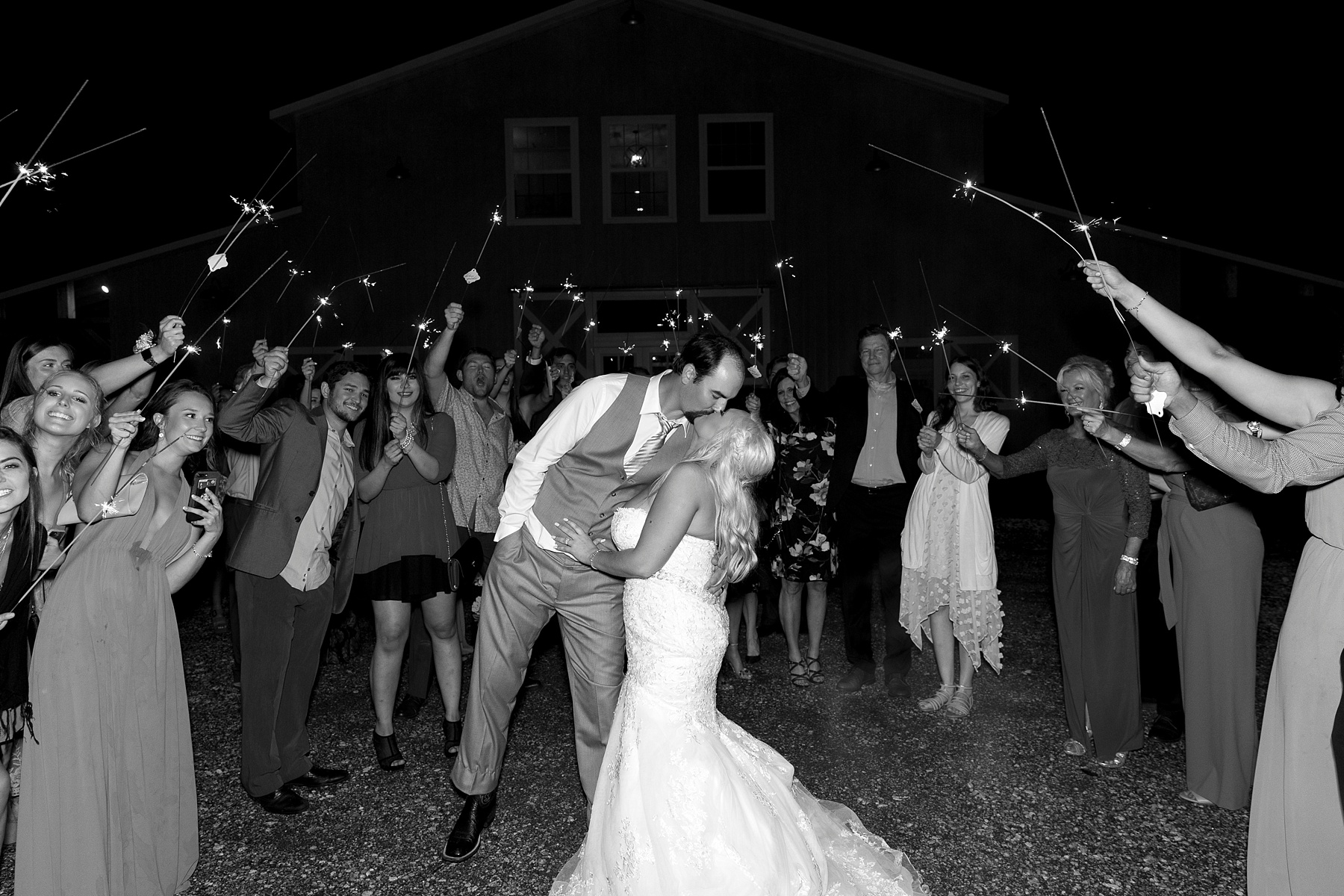 sparkler exit at The Establishment Barn photographed by Randi Michelle Weddings