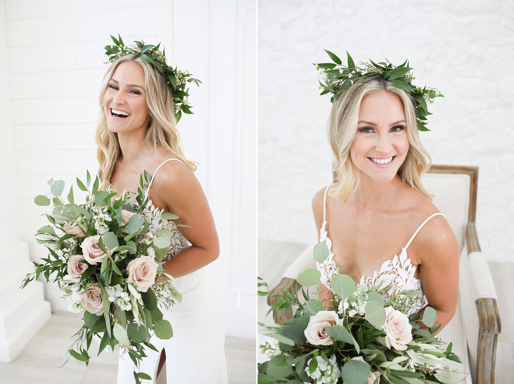 bride with boho inspired wedding day look photographed by Randi Michelle