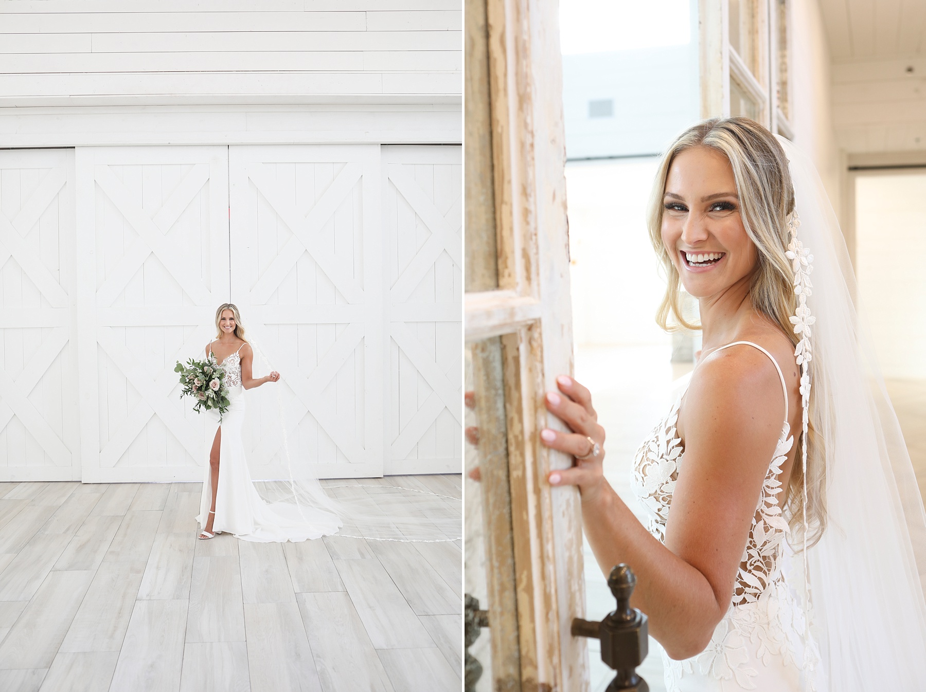 bride poses in main room at The Nest at Ruth Farms photographed by Randi Michelle