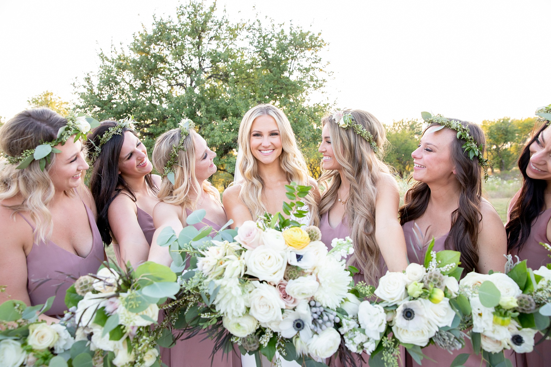 bridesmaids with flower crowns photographed by Randi Michelle