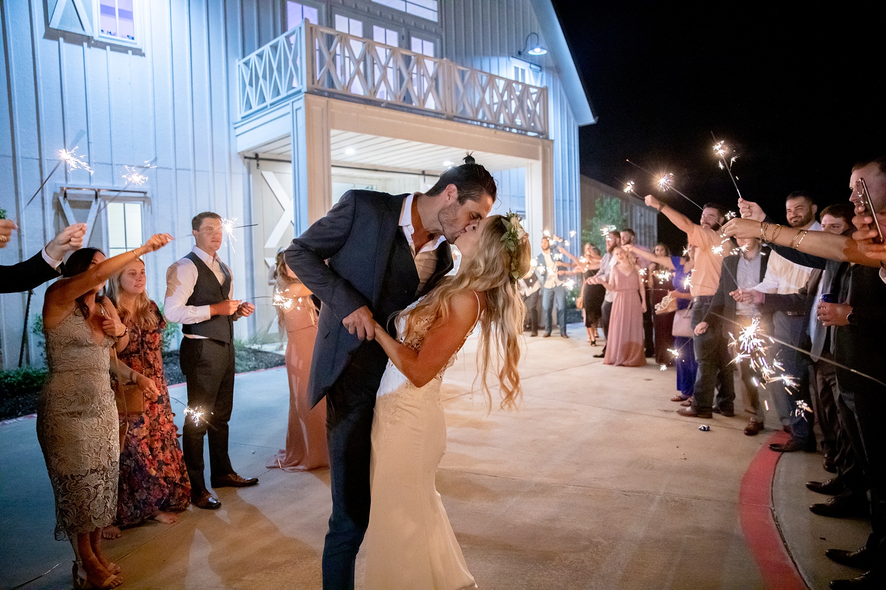 sparkler exit at the Nest at Ruth Farm wedding photographed by Randi Michelle