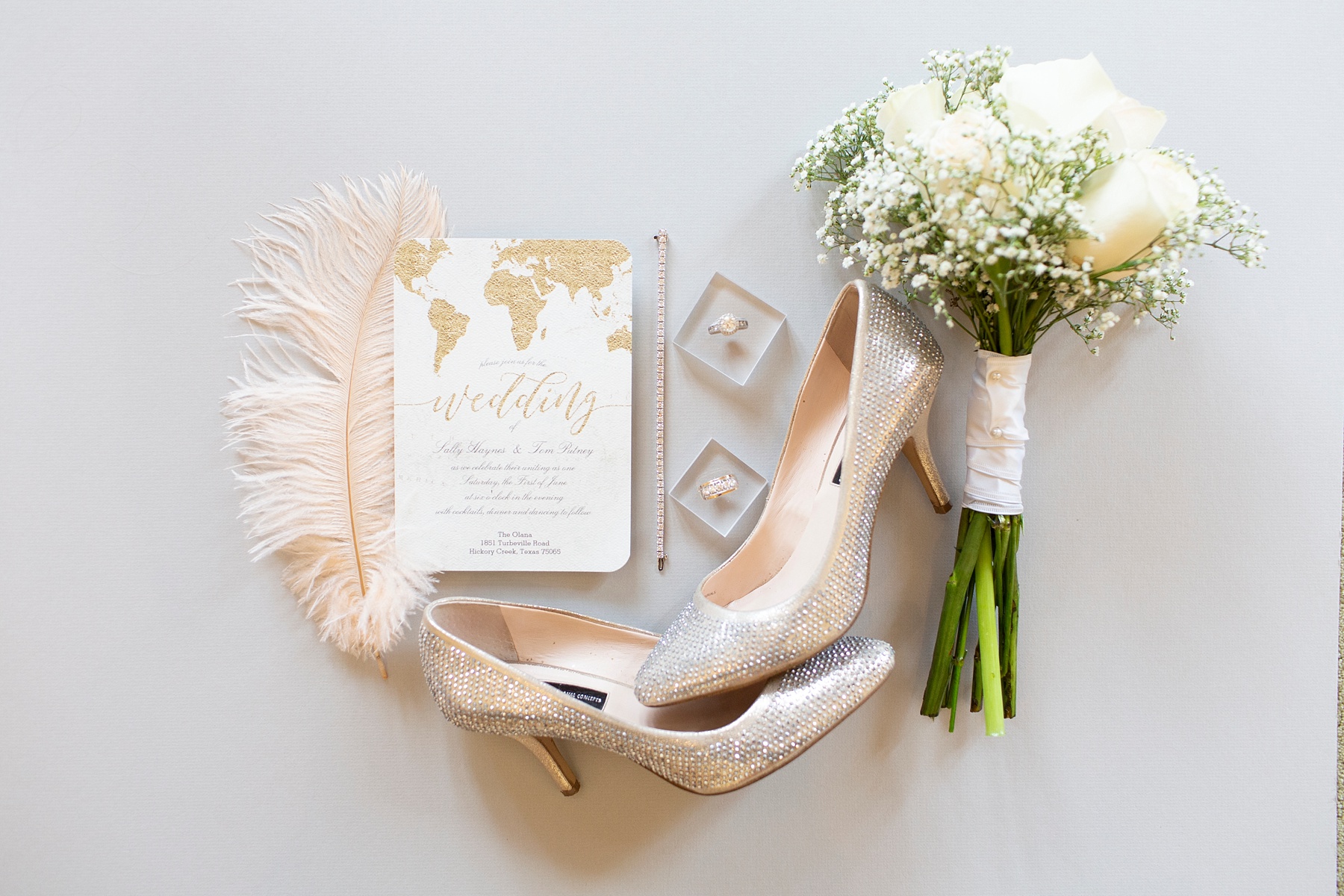 bride's details for glamorous TX wedding photographed by Randi Michelle Weddings
