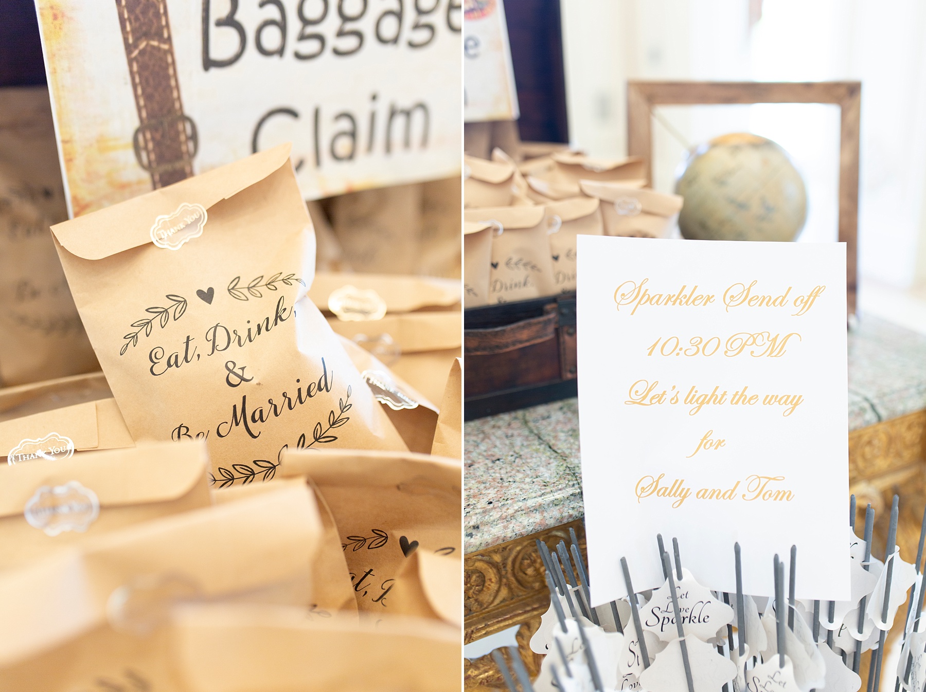 travel inspired wedding reception details photographed by Randi Michelle Weddings