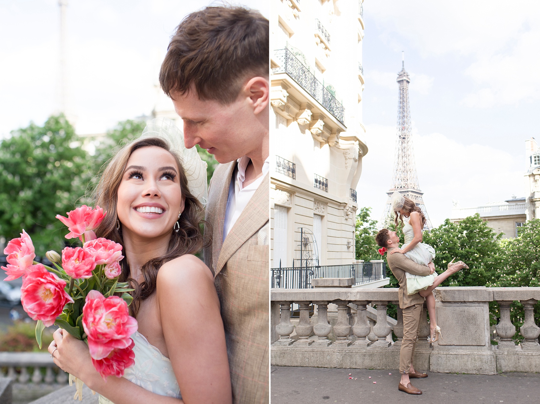 Randi Michelle photographs couple in love by the Eiffel Tower