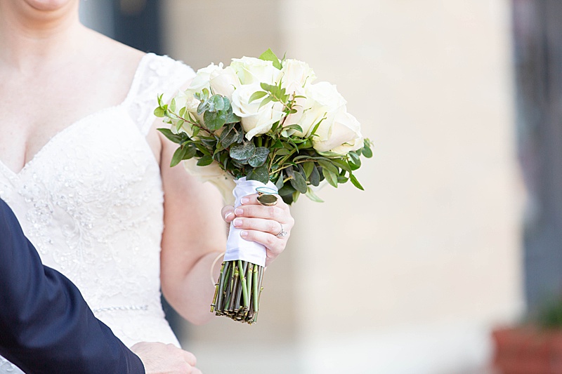 bride's bouquet of ivory roses