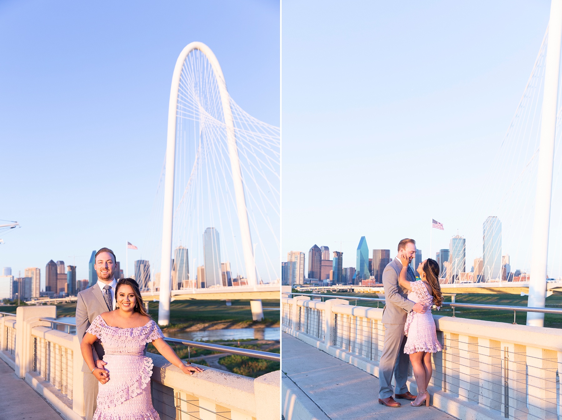 engagement portraits on bridge in Dallas TX