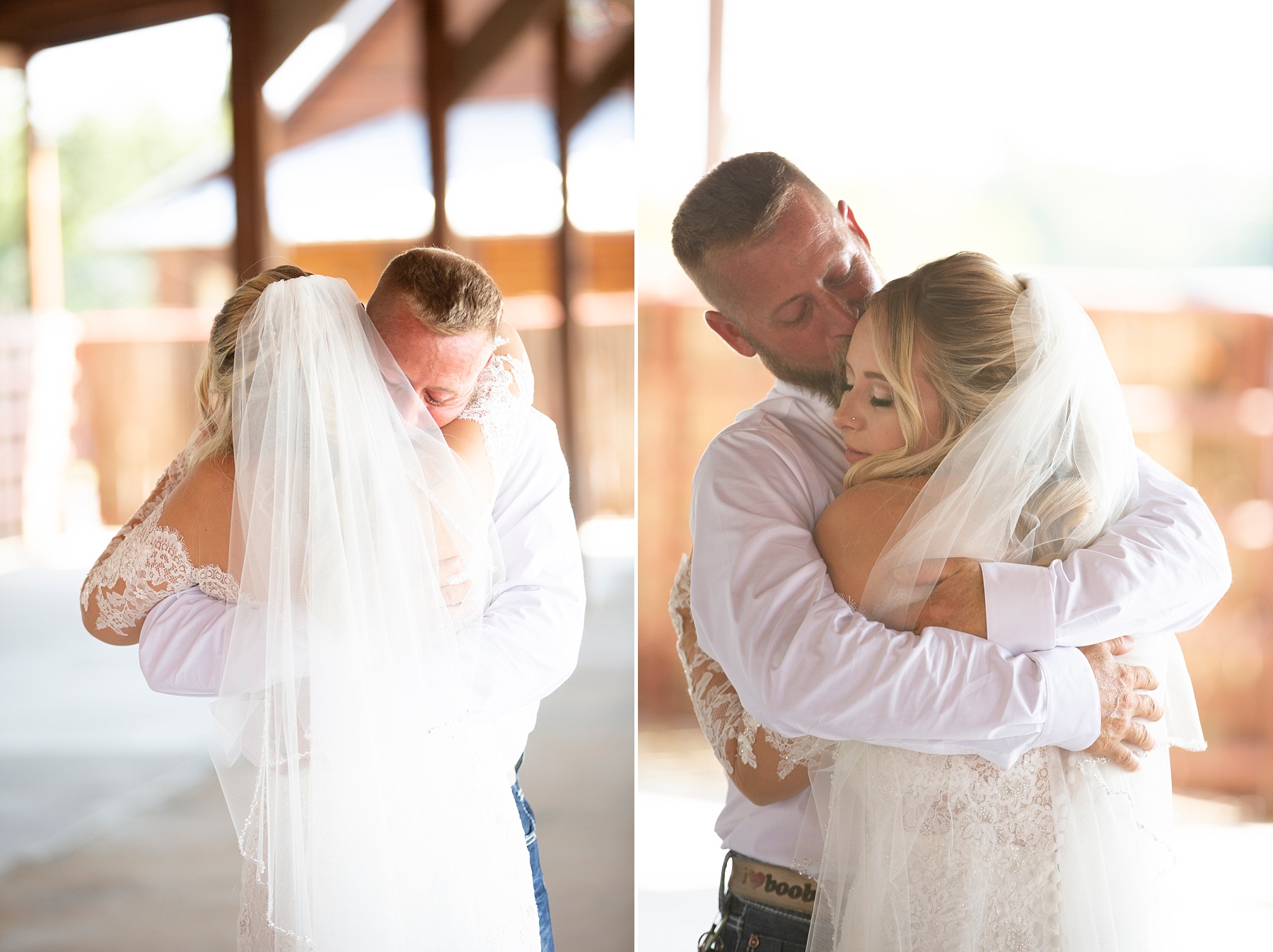 Lucky Spur Ranch wedding day first look for bride and father photographed by Randi Michelle Weddings