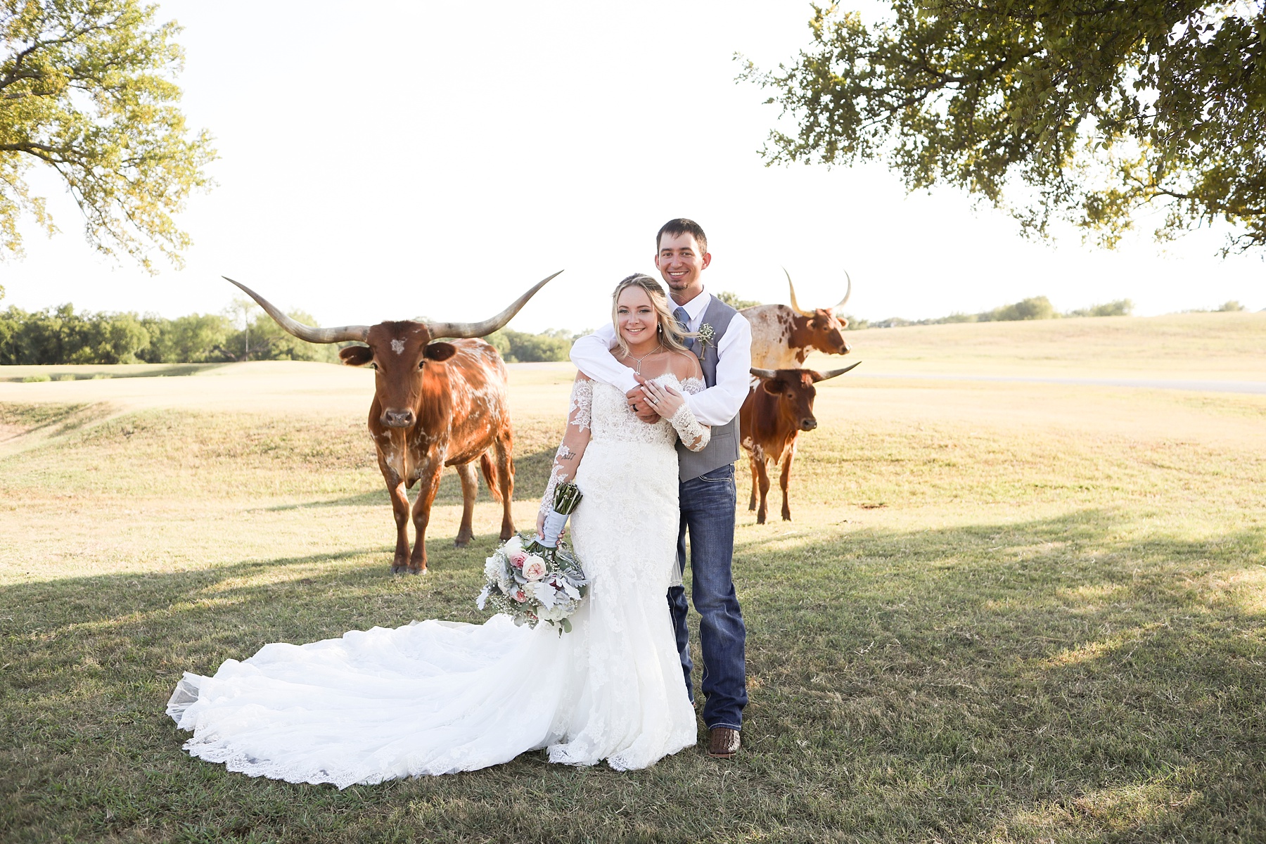 wedding portraits by Texas Longhorn at Lucky Spur Ranch