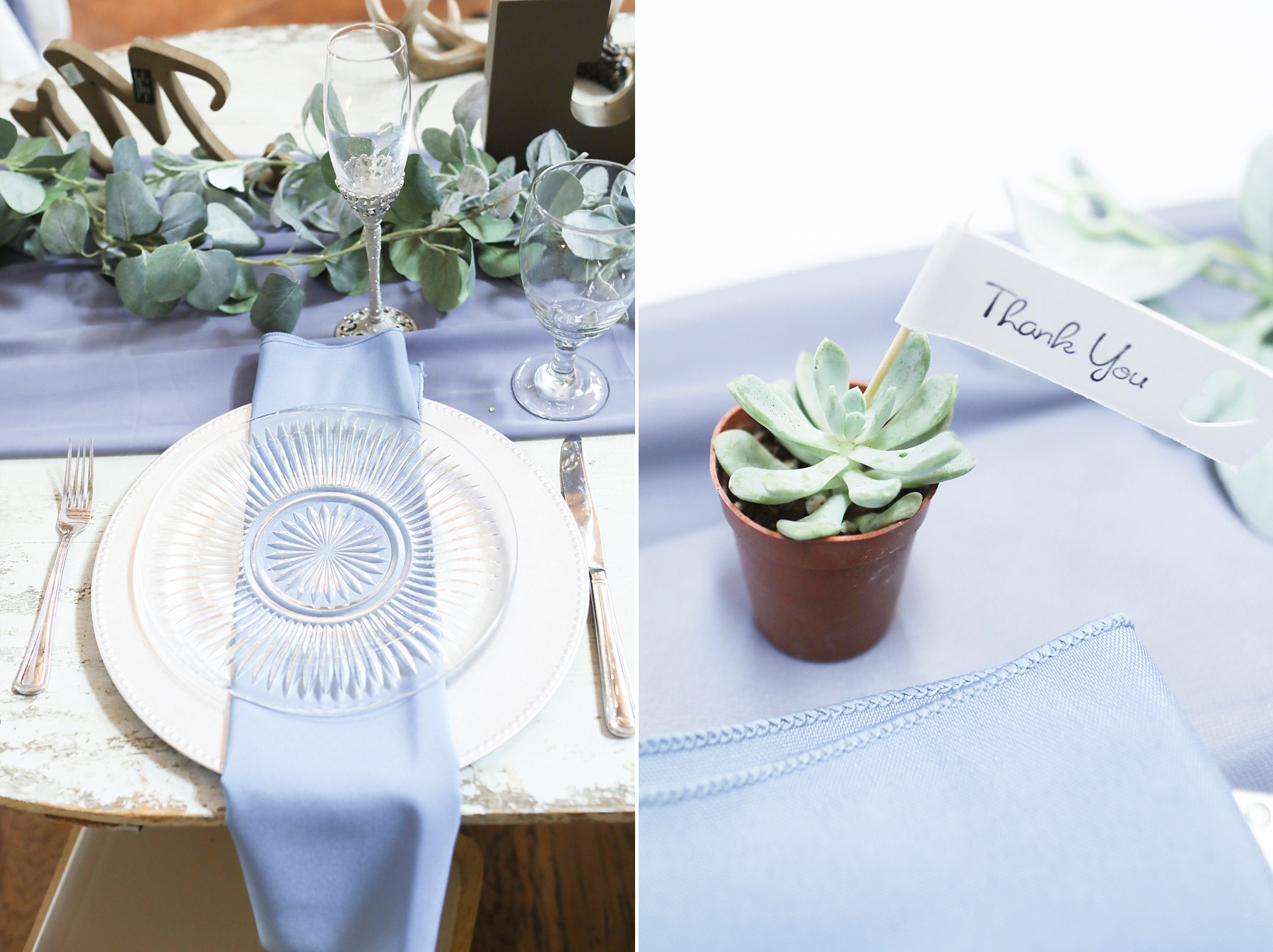 ivory and baby blue wedding reception details