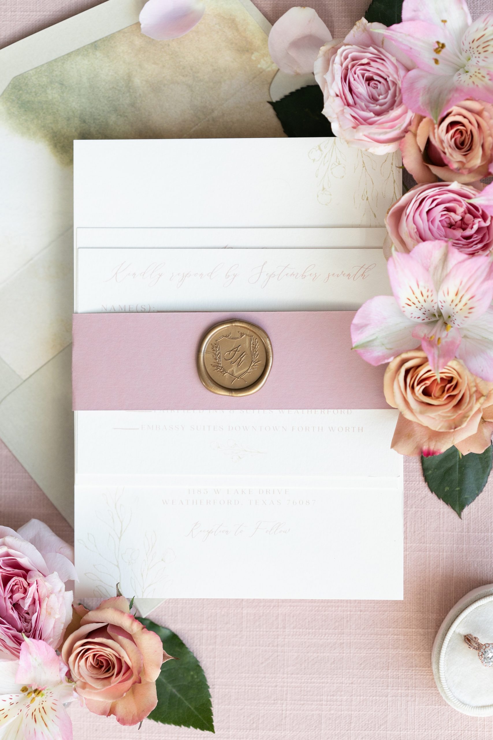 stationery with gold wax seal