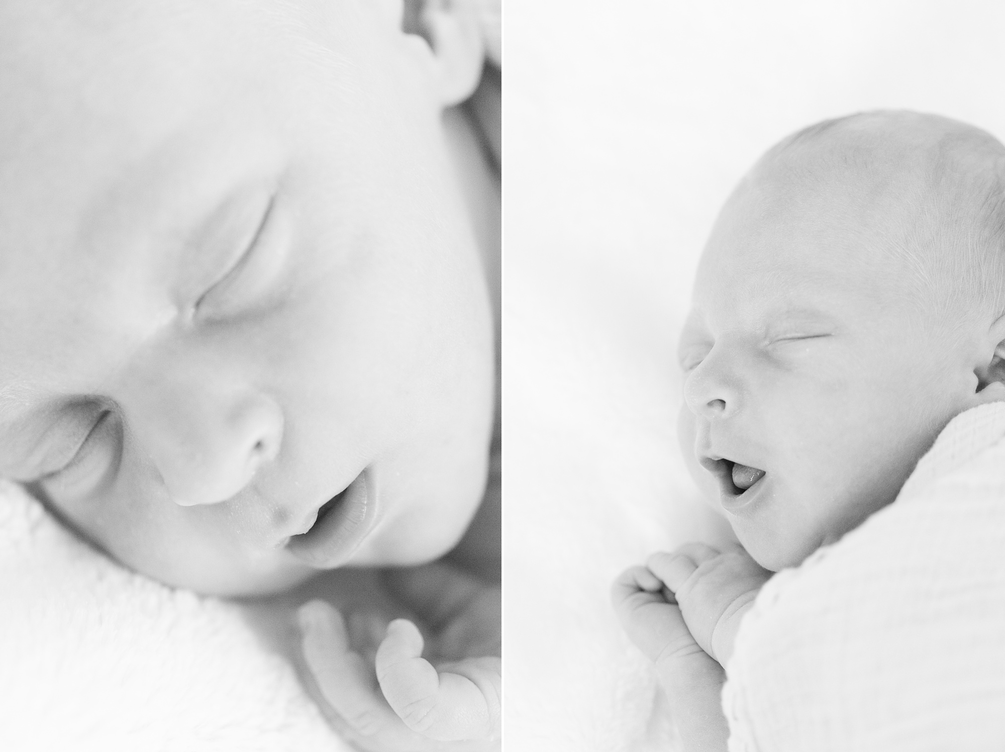 newborn sleeps in white wrap