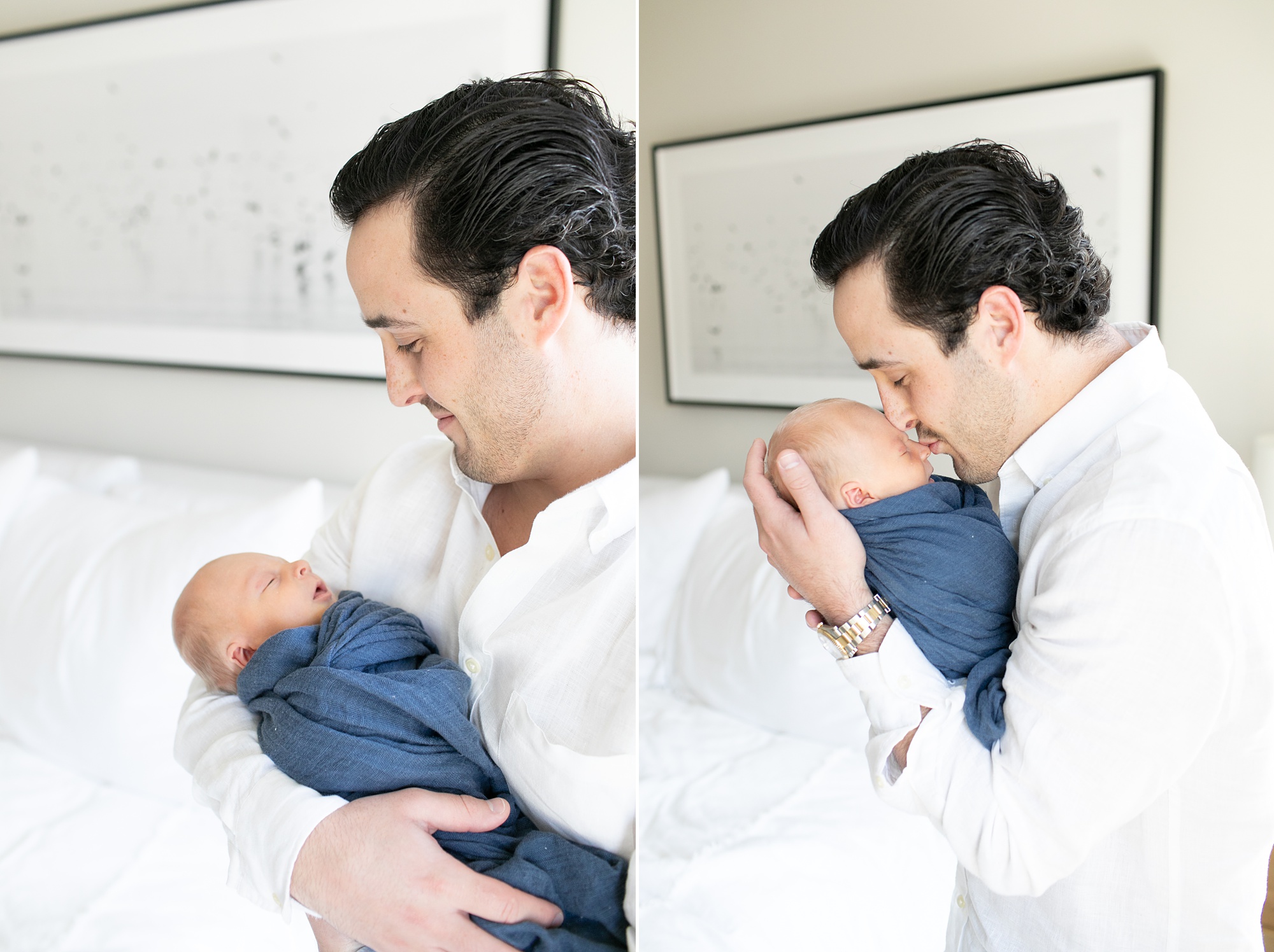 dad holds baby boy during lifestyle newborn session