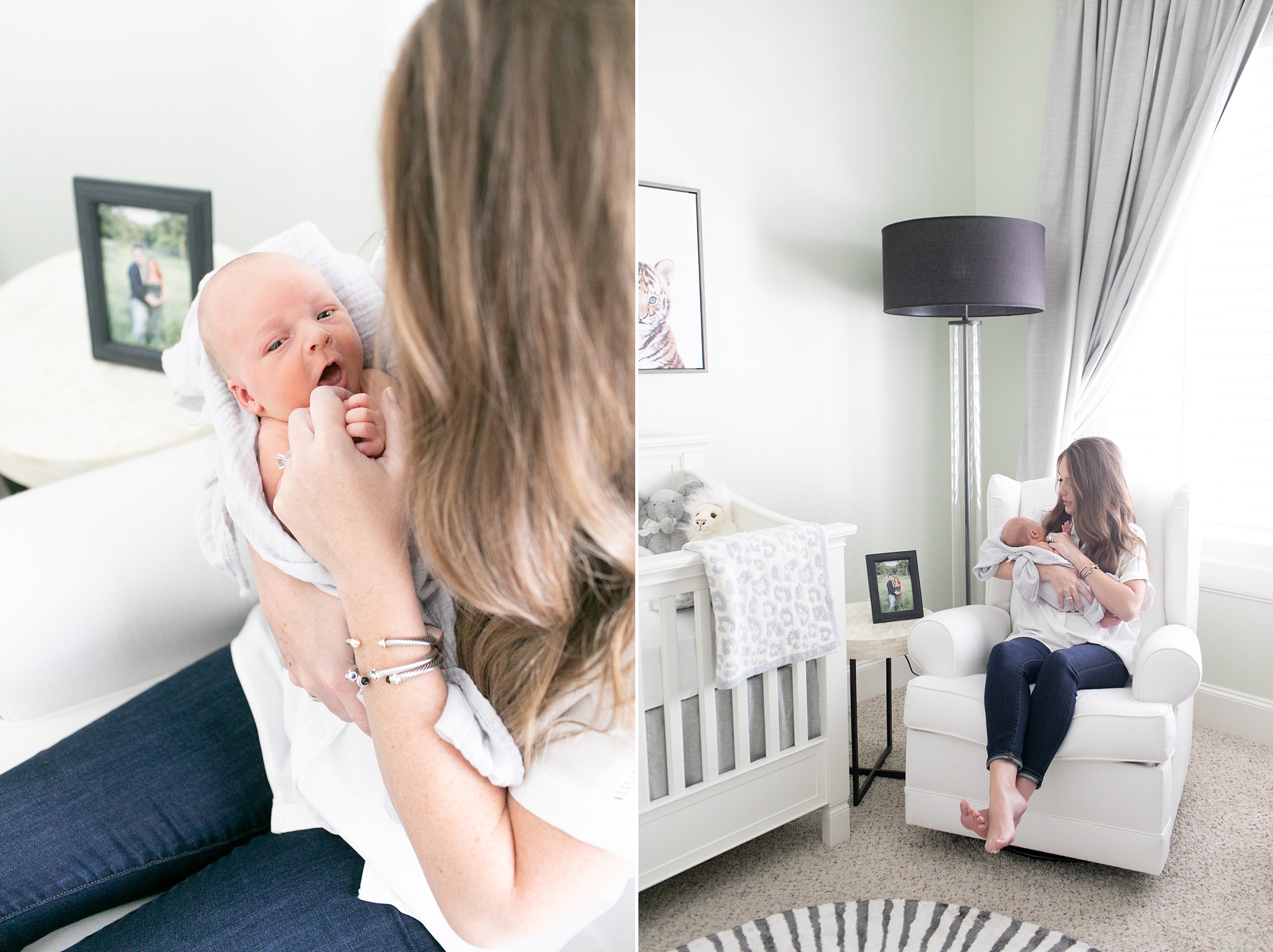 lifestyle newborn session in nursery with TX photographer