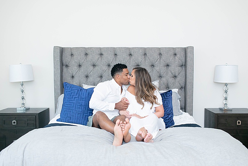 Dallas TX Lifestyle Newborn Session on parents' bed