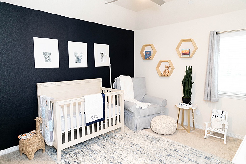 navy blue, gold, and white nursery inspiration