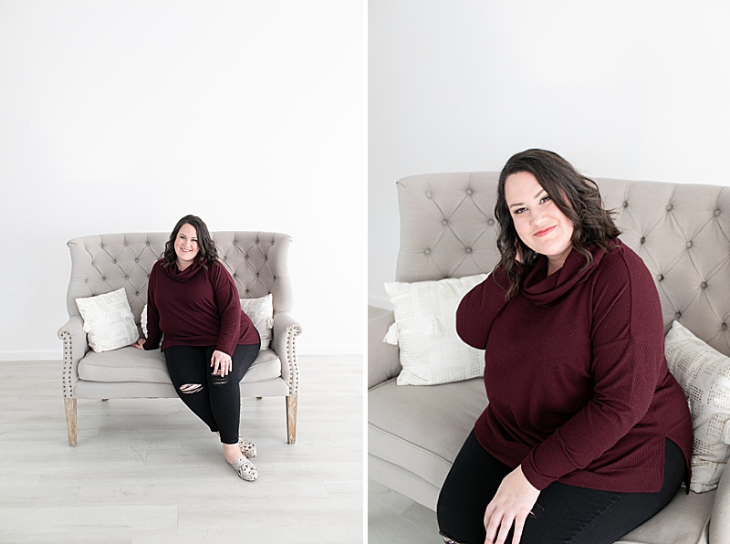Fort Worth Branding Portraits with grey couch