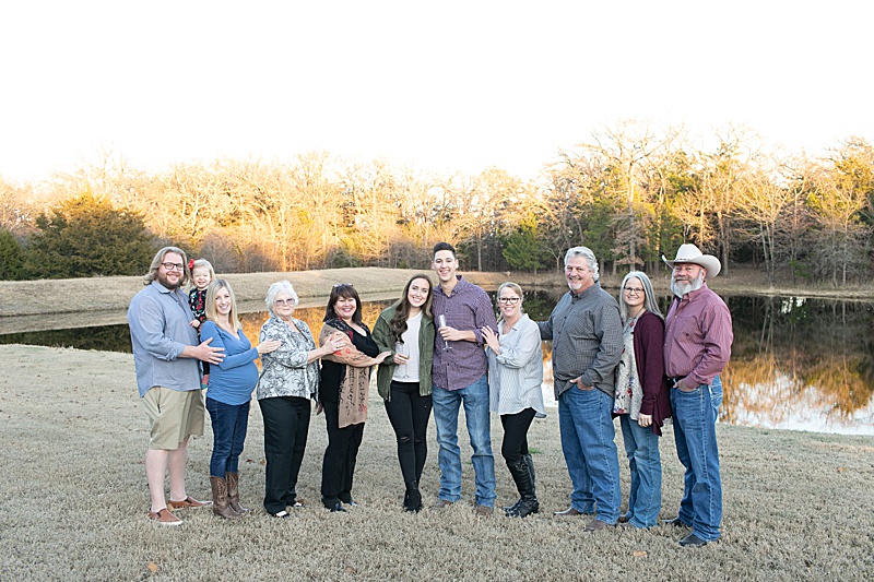 family celebrates couple's engagement in Texas