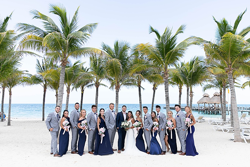 beach wedding party photographed in Mexico