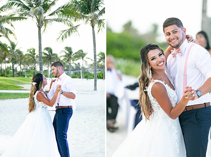 bride and groom's first dance on the beach