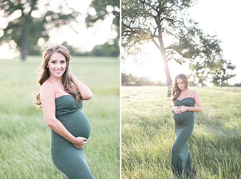 maternity session at sunset in Texas field