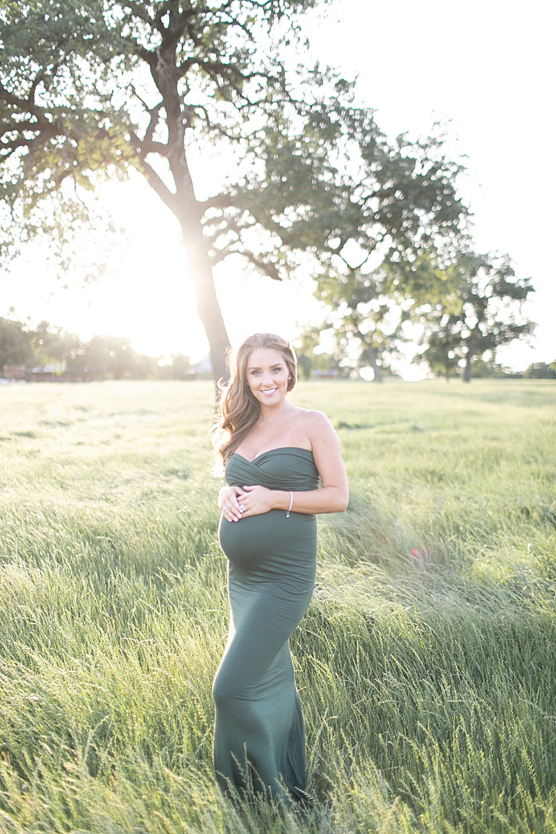 sunset maternity session in field