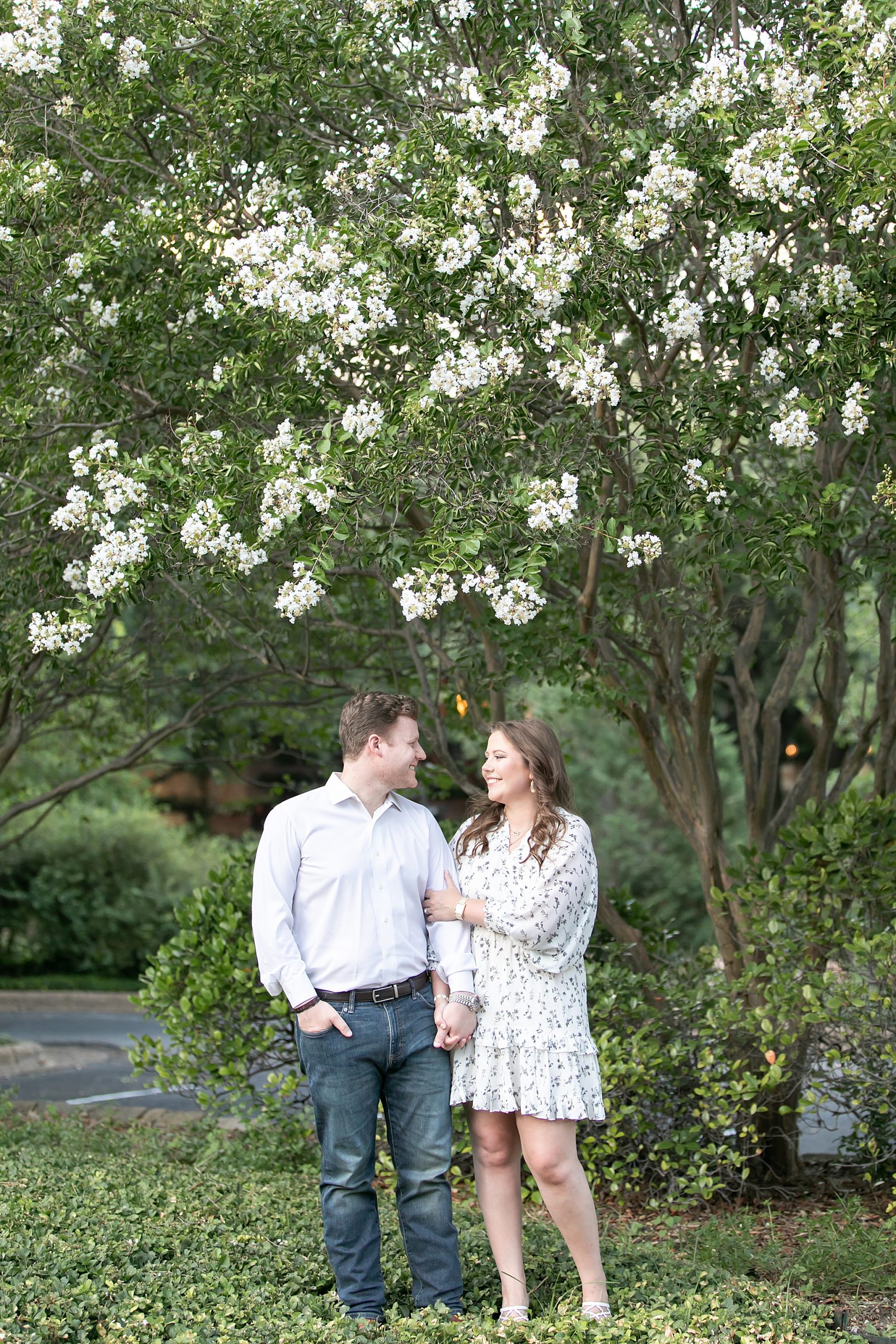 Texas engagement session under spring tree
