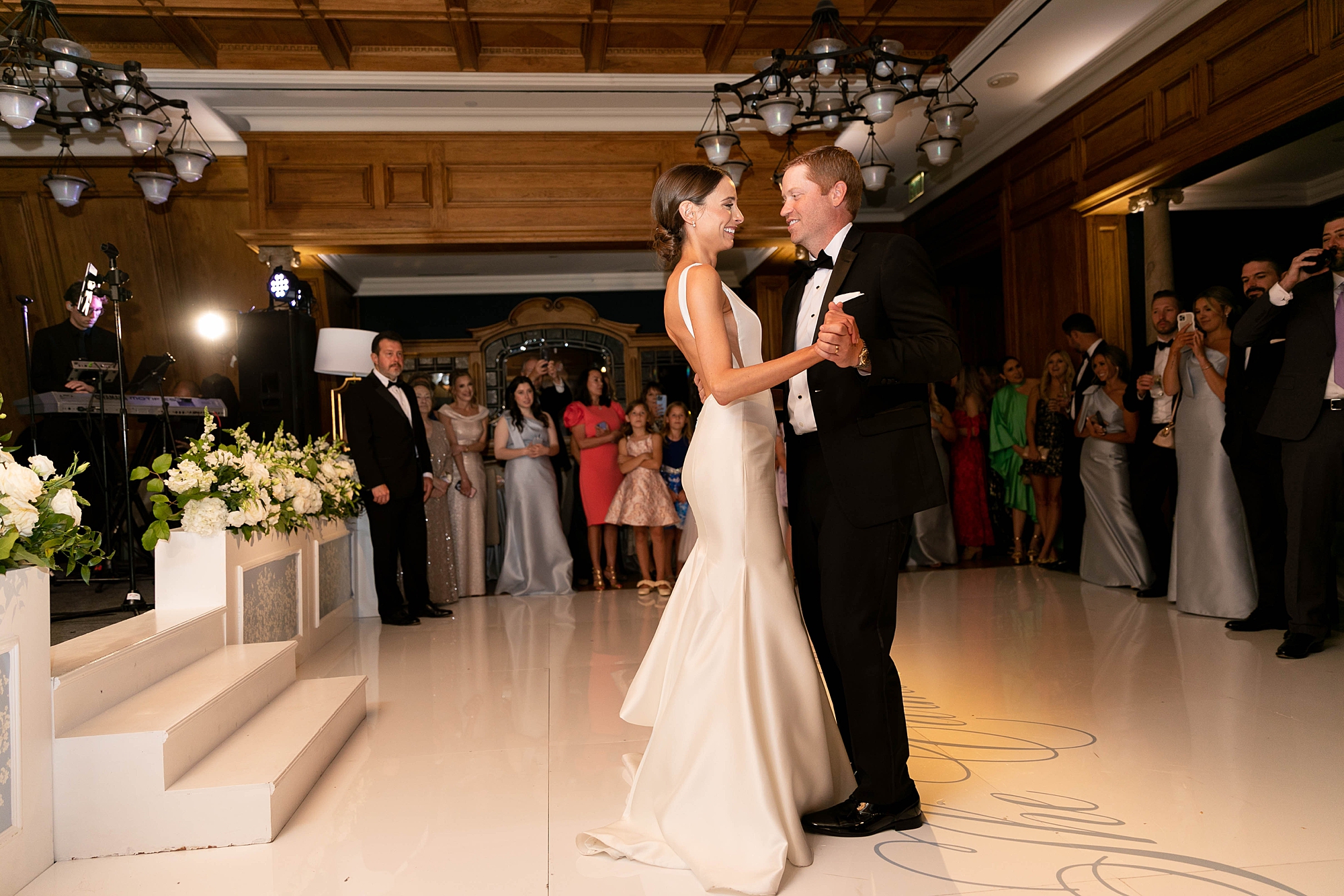 newlyweds dance during wedding reception at the Crescent Club