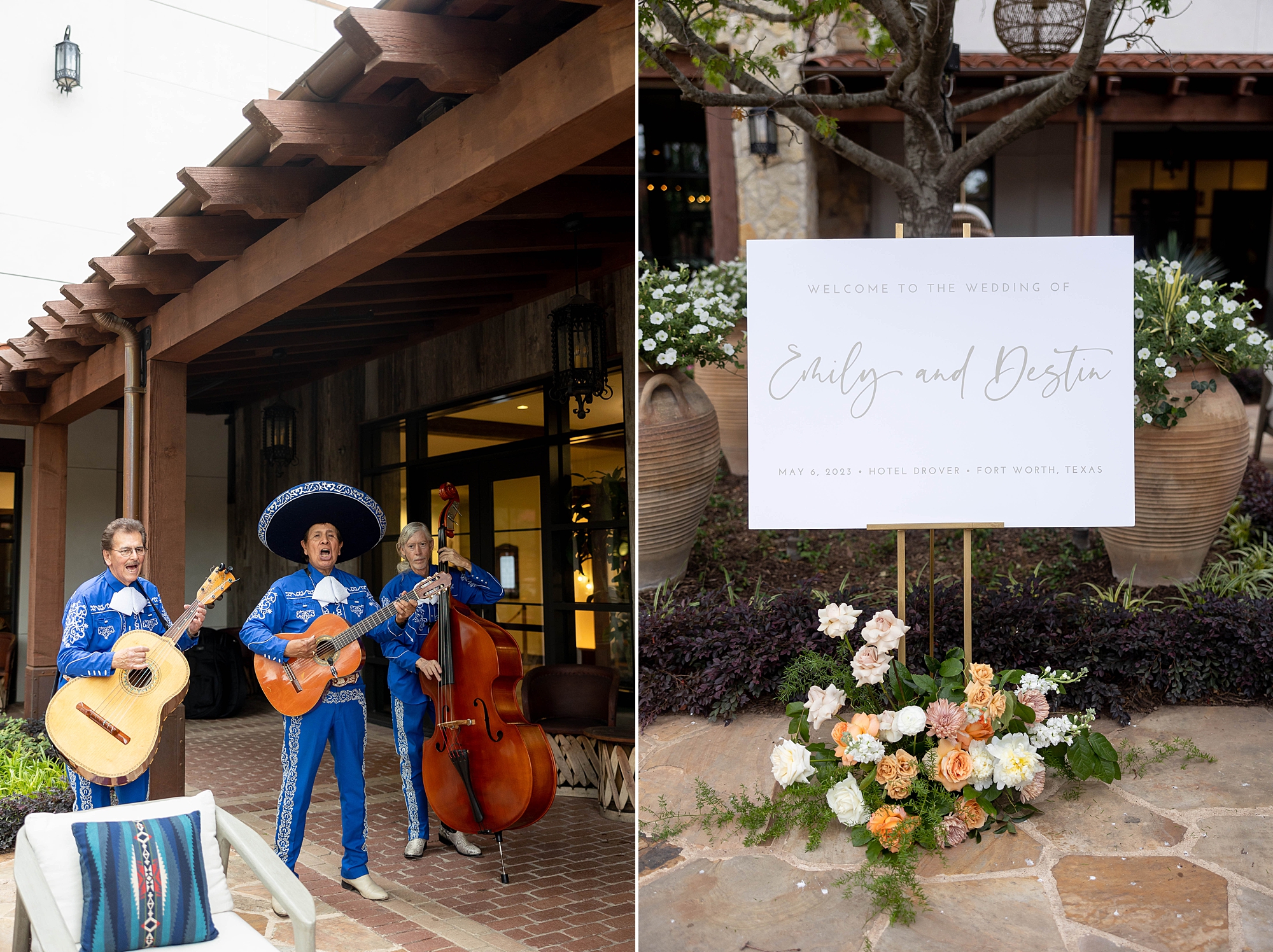 mariachi band plays on patio at The Hotel Drover