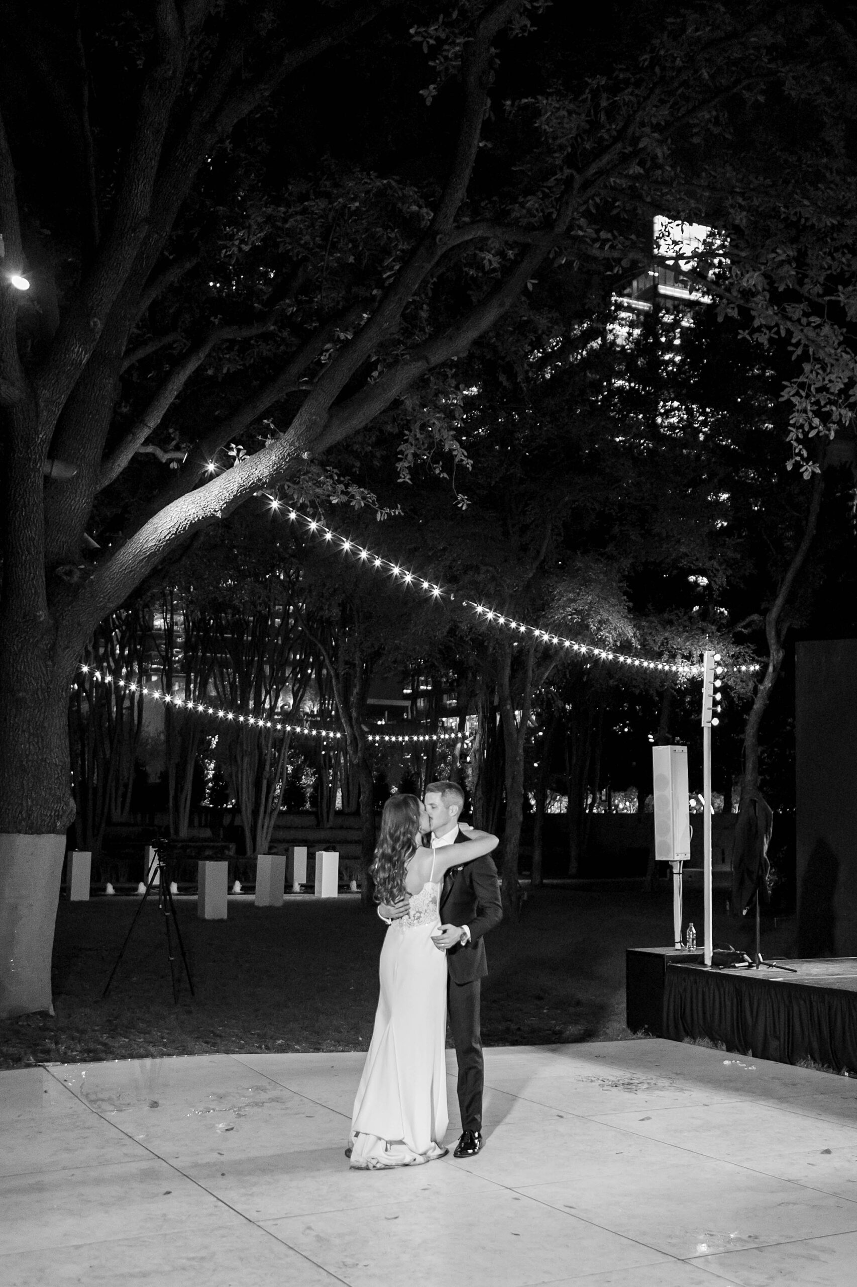 private last dance for newlyweds during outdoor Dallas wedding reception 